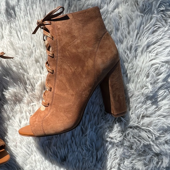 NWOT • Sam Edelman Chestnut Tie Up Peep Toe Chunky Heel - Picture 4 of 16